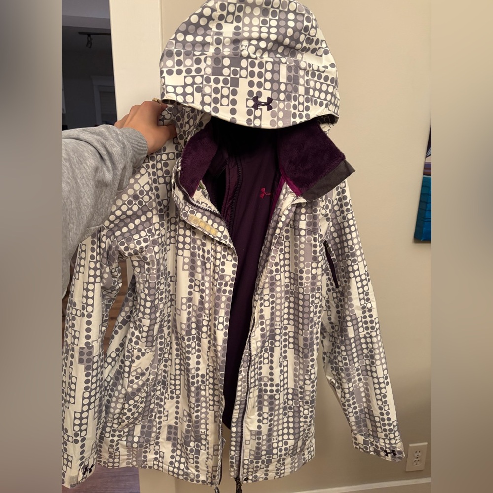 Under Armour Women's Dot Pattern Ski Jacket - Gray and Purple